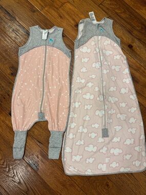 Love to dream Pink and Gray Cloud & Star Sleep Sacks Set